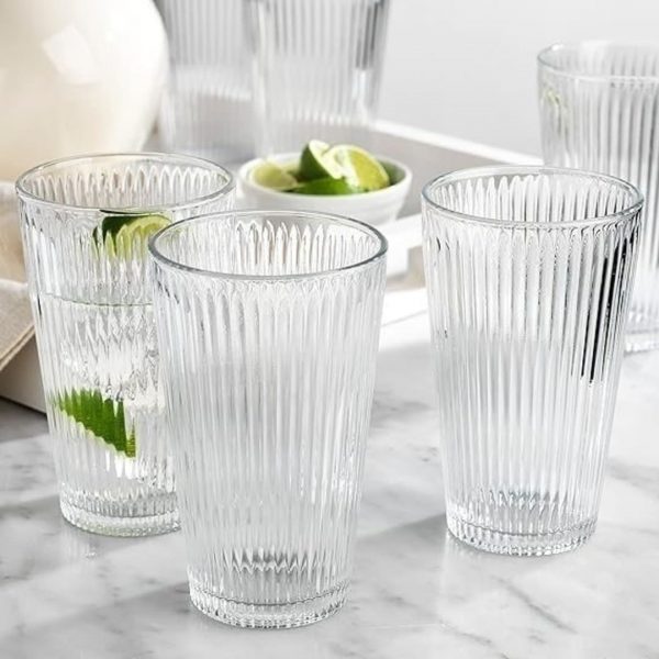 Set x6 vaso 400ml rayas relieve jade Set x6 vaso 400ml rayas relieve jade