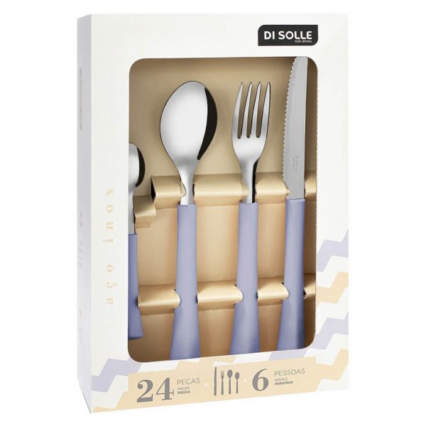 Set 24pzas ac.inox. mango hortensia inova di solle