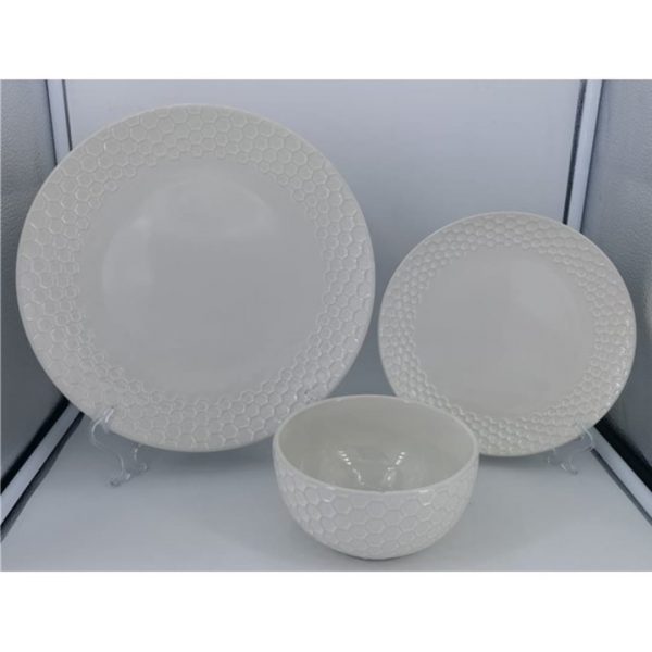 Juego vajilla 18pcs 27/20/14cm texturado blanco
