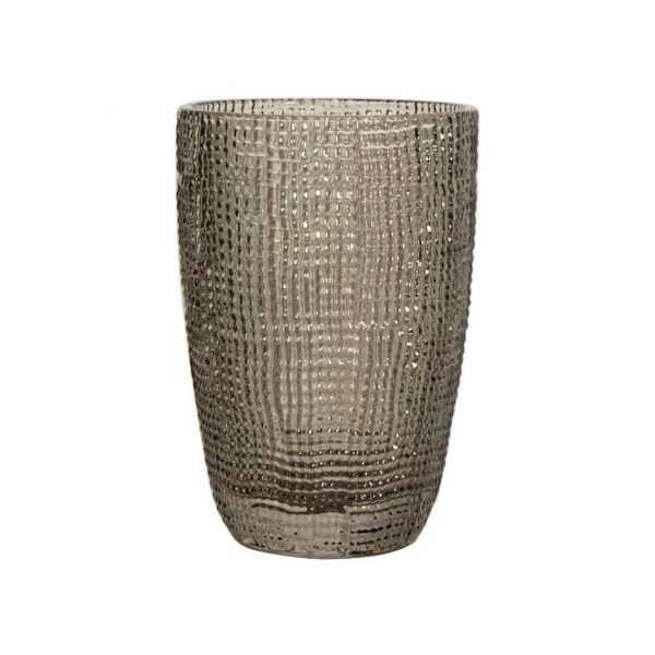 Vaso largo de vidrio 420ml gris muselina