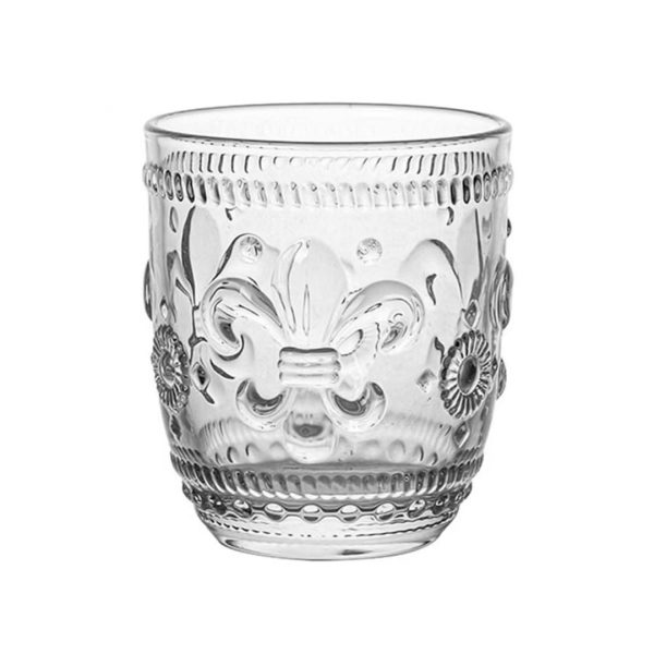 Vaso vidrio labrado 350ml incoloro flor de lis
