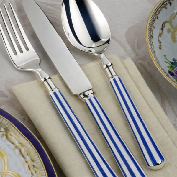 Set 24 piezas cubiertos mango rayas azul "barcelona" - imagen 3
