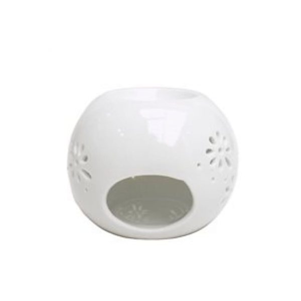 Hornito difusor 12x10cm flores blanco