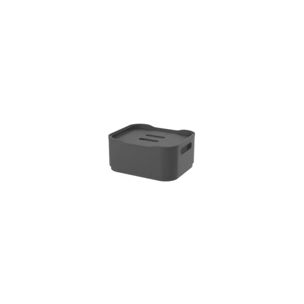 Cesto c/tapa plastico fit 18.5x15x8cm gris oscuro