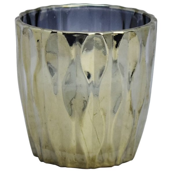 Porta vela vidrio irregular 7.3x7.3x7.3cm gris