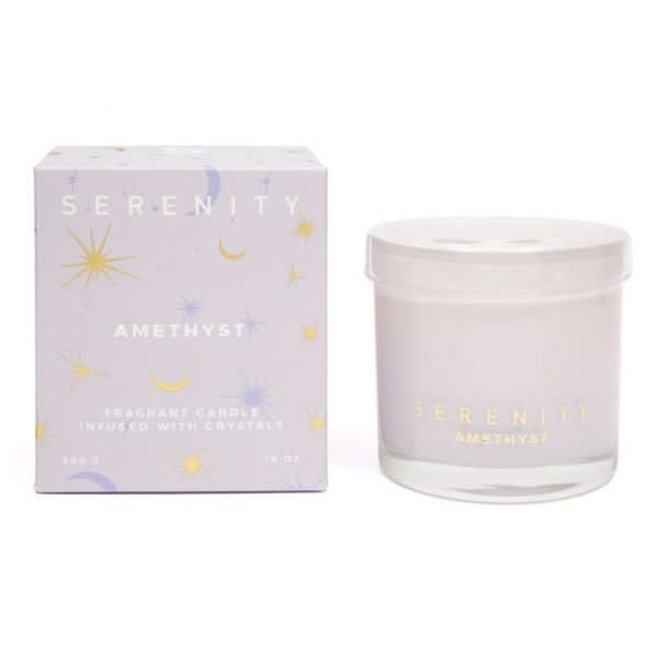 Vela aromatica c/piedras serenity amethyst