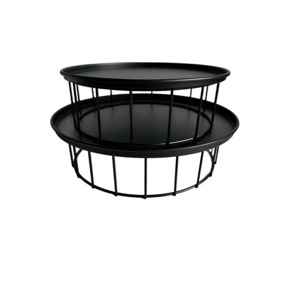 Set x2 plato soporte metalico 30x9/25x9cm negro Set x2 plato soporte metalico 30x9/25x9cm negro