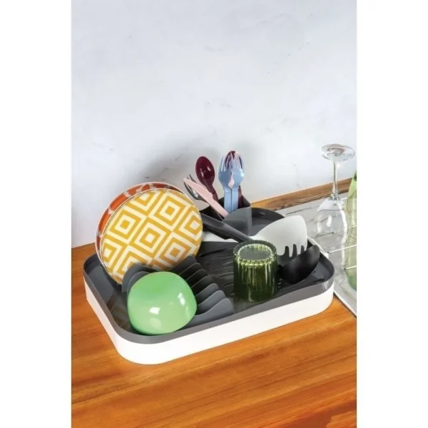 Escurridor plastico c/bandejasurtido en 3 colores celete, gris , rosa 30.5x48x12cms - imagen 2