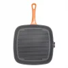 Plancha 24x24x3.5cm hierro fundido esmaltado naranja - imagen 2