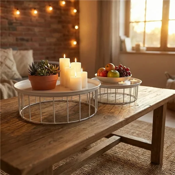 Set x2 plato soporte metalico 30x9/25x9cm blanco - imagen 4