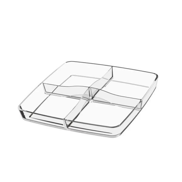 Organizador 4 div plastico cristal 21.4x21.4x3cm