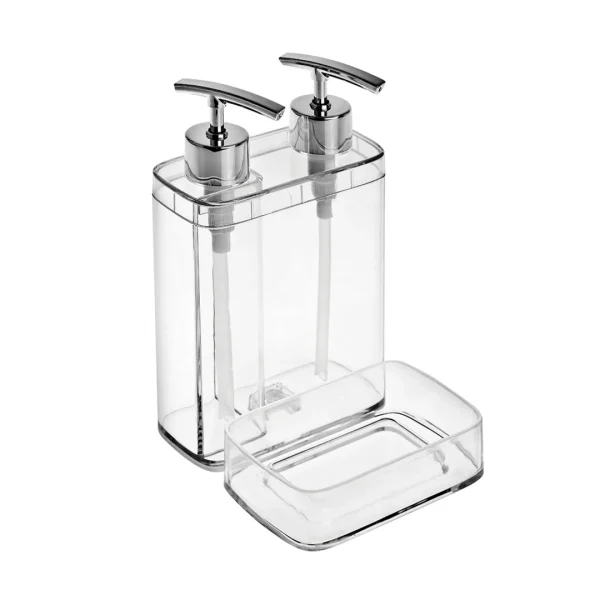 Dispensador c/ division jabon/deter transp. 13x14x22 Dispensador c/ division jabon/deter transp. 13x14x22