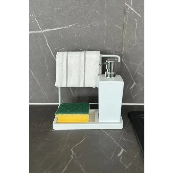 Dispensador jabon c/porta trapo 9x7.5x20cm blanco - imagen 2