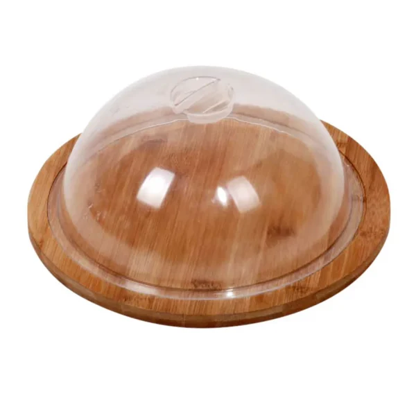 Quesera madera bamboo c/acrilico d25x10cm natural Quesera madera bamboo c/acrilico d25x10cm natural