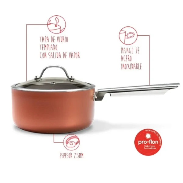 Olla c/ tapa 2,70l curry cobre. 20x9,5cm