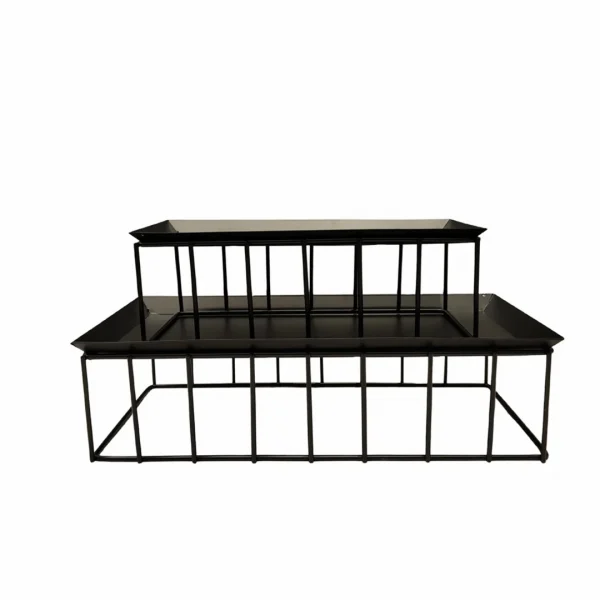 Set x2 soporte metalico 30x15x9/23x10x9cm negro