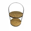Plato exhibidor 2 niveles 30.5x30x48cm bamboo/met - imagen 2