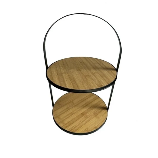 Plato exhibidor 2 niveles 30.5x30x48cm bamboo/met - imagen 2