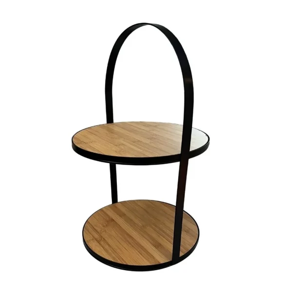 Plato exhibidor 2 niveles 30.5x30x48cm bamboo/met Plato exhibidor 2 niveles 30.5x30x48cm bamboo/met