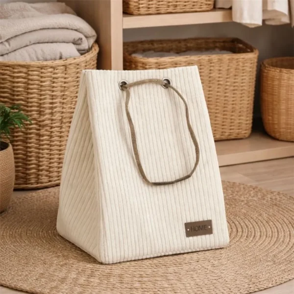 Bolsa p/ropa c/asas 35x30xh50cm pana crudo - imagen 2