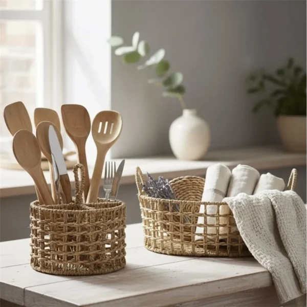 Organizador cubiertos 4 div. seagrass d20xh14/22cm - imagen 2