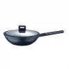 Wok 28x8cm aluminio fundido c/tapa indigo mp