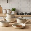 Bateria de cocina 7 piezas antiadherente marble beige - imagen 2