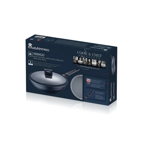 Wok 28x8cm aluminio fundido c/tapa indigo mp - imagen 2
