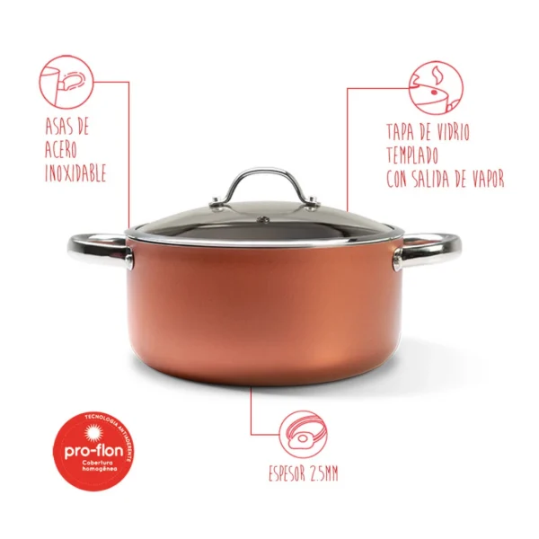 Olla c/ tapa d22cm 3.7l curry cobre Olla c/ tapa d22cm 3.7l curry cobre