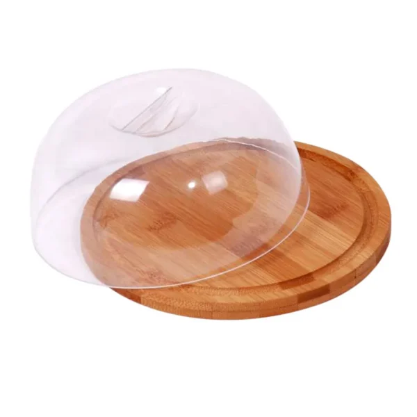 Quesera madera bamboo c/acrilico d18x8cm Quesera madera bamboo c/acrilico d18x8cm