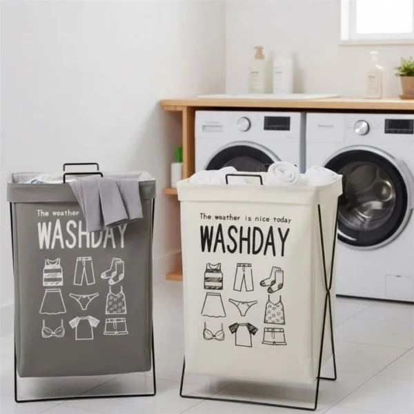 Cesto p/ropa articulado 40x28x54cm tela beige - imagen 2