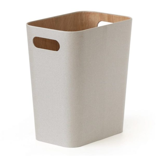 Papelera sin tapa 26x18x30cm exterior tela crema