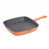 Plancha 24x24x3.5cm hierro fundido esmaltado naranja