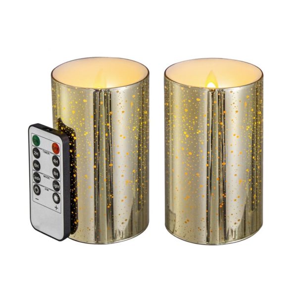 Velas led bajas 2pcs c/timer 7.5x7.5x13cm