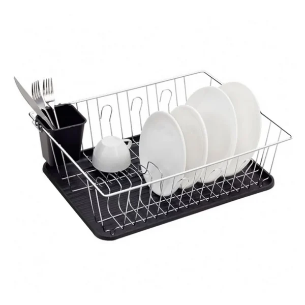 Escurridor a.crom bandeja/cub 41x32x12.5cm negro