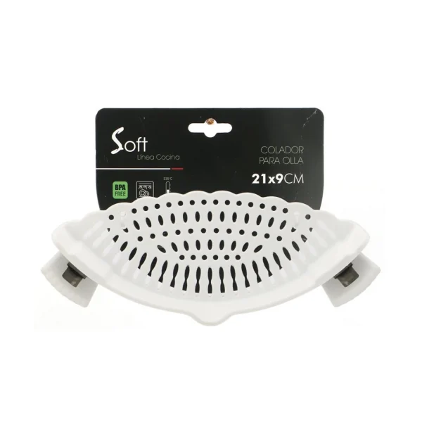 Colador silicona con clip p/olla 21x9cm blanco Colador silicona con clip p/olla 21x9cm blanco