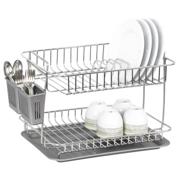 Escurridor doble c/bandeja 36.5x27x27cm cromado