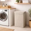 Cesto p/ropa plegable c/tapa 38x28xh60cm pu gris - imagen 2