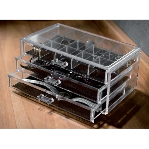 Organizador joyas 15 compart 3 cajones 24x15x11 cm