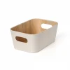 Organizador con asas 26x18x11cm ext tela crema