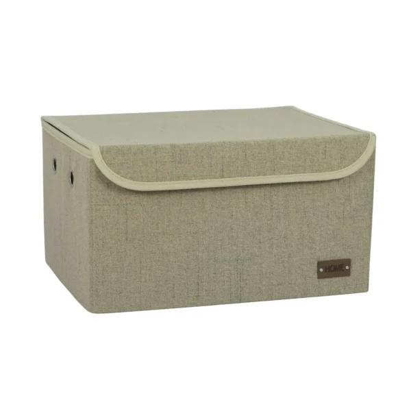 Caja organizador rec c/tapa 40x30xh22cm tela beige