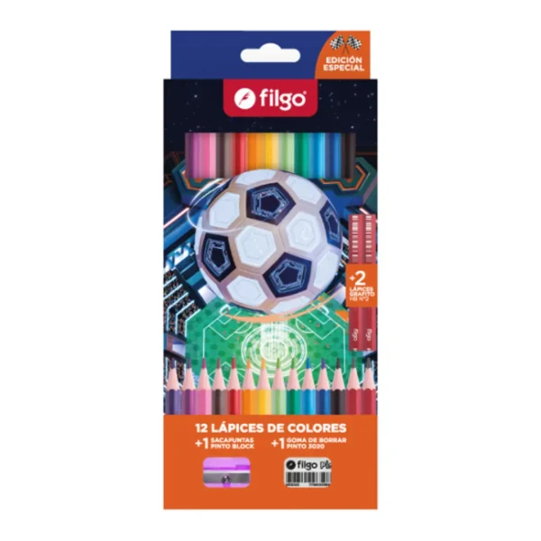 Lapices de Colores Pinto con Kit Futbol x12 Filgo