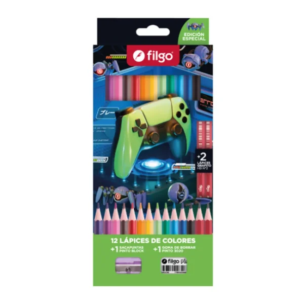 Lapices de Colores Pinto con Kit Gamer x12 Filgo