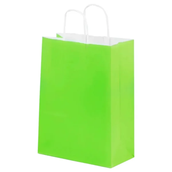 Bolsa de Papel Grande Verde Manzana con Asa x12