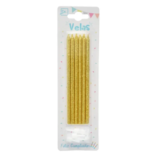 Velas Glitter Oro x 6 Velas Glitter Oro x 6