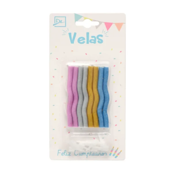 Velas Ondas Glitter x 8 Velas Ondas Glitter x 8