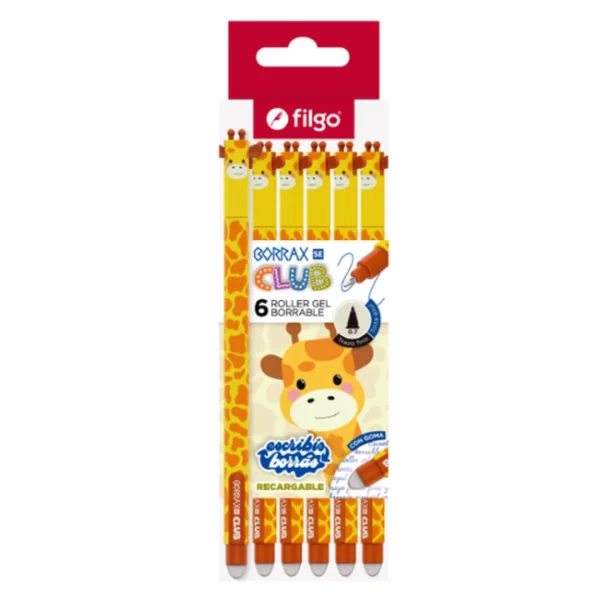 Boligrafo Borrable Jirafa x6 Filgo Boligrafo Borrable Jirafa x6 Filgo