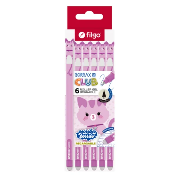 Boligrafo Borrable Gatito x6 Filgo Boligrafo Borrable Gatito x6 Filgo