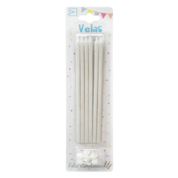 Velas Glitter Blancas x 6 Velas Glitter Blancas x 6