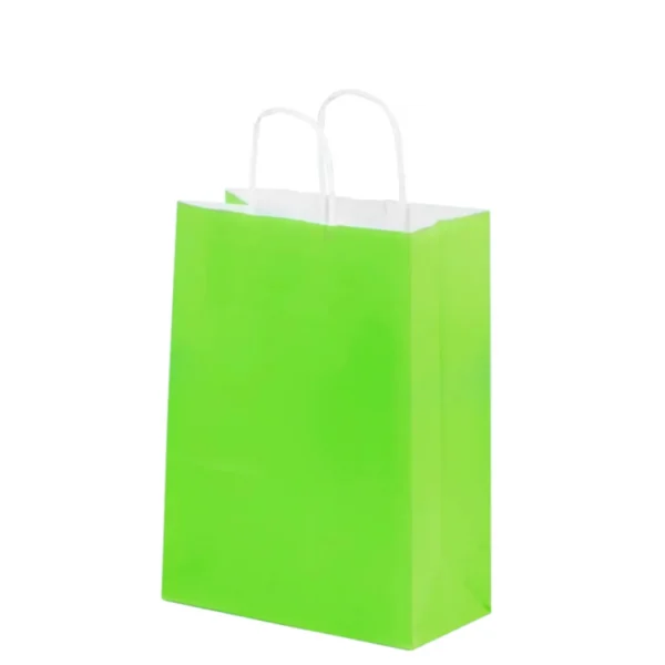 Bolsa de Papel Mediana Verde Manzana con Asa x12